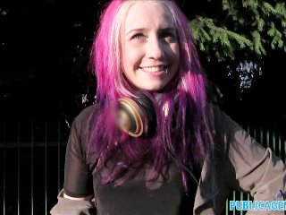 American Vixen with Pink Hair Gets Wild Outdoors in Prague